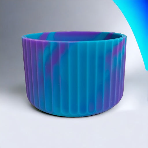 Aqua Purple Swirl FLUTED Silicone Tumbler Boot