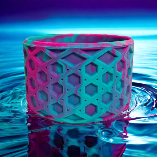 Tropical Teal & Pink Swirl WAFFLE Silicone Tumbler Boot