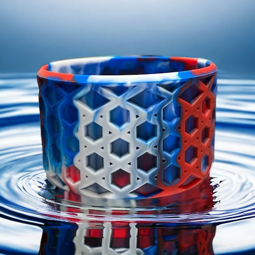 Red White Blue Swirl WAFFLE Silicone Tumbler Boot