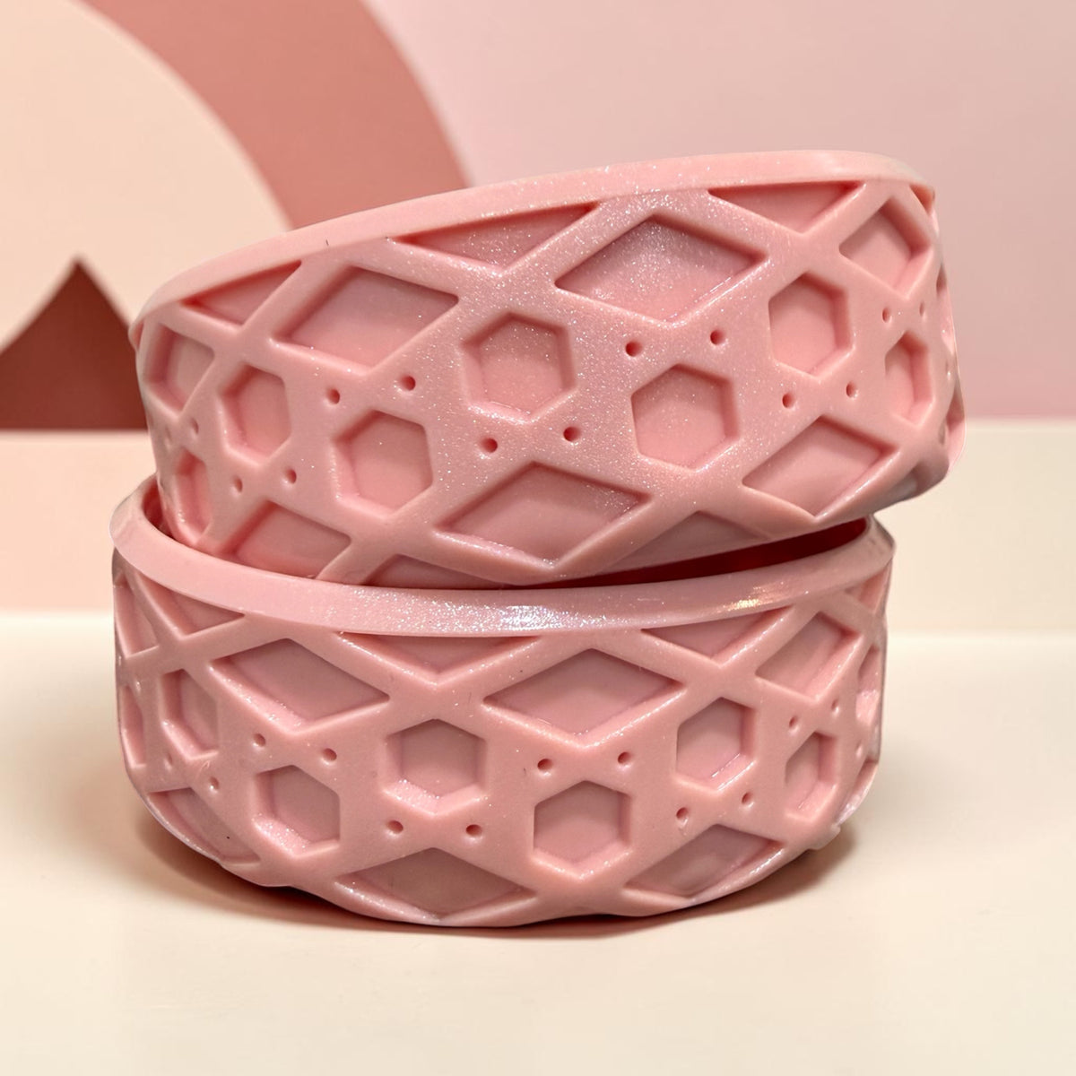 Pink Rose' SHIMMER Shorty Waffle - Silicone Tumbler Boot