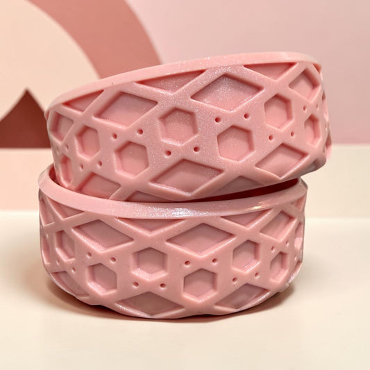 Pink Rose' SHIMMER Shorty Waffle - Silicone Tumbler Boot