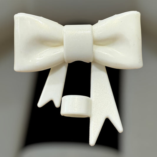 Cream Metalic Large Bow - Silicone Straw Topper 10mm