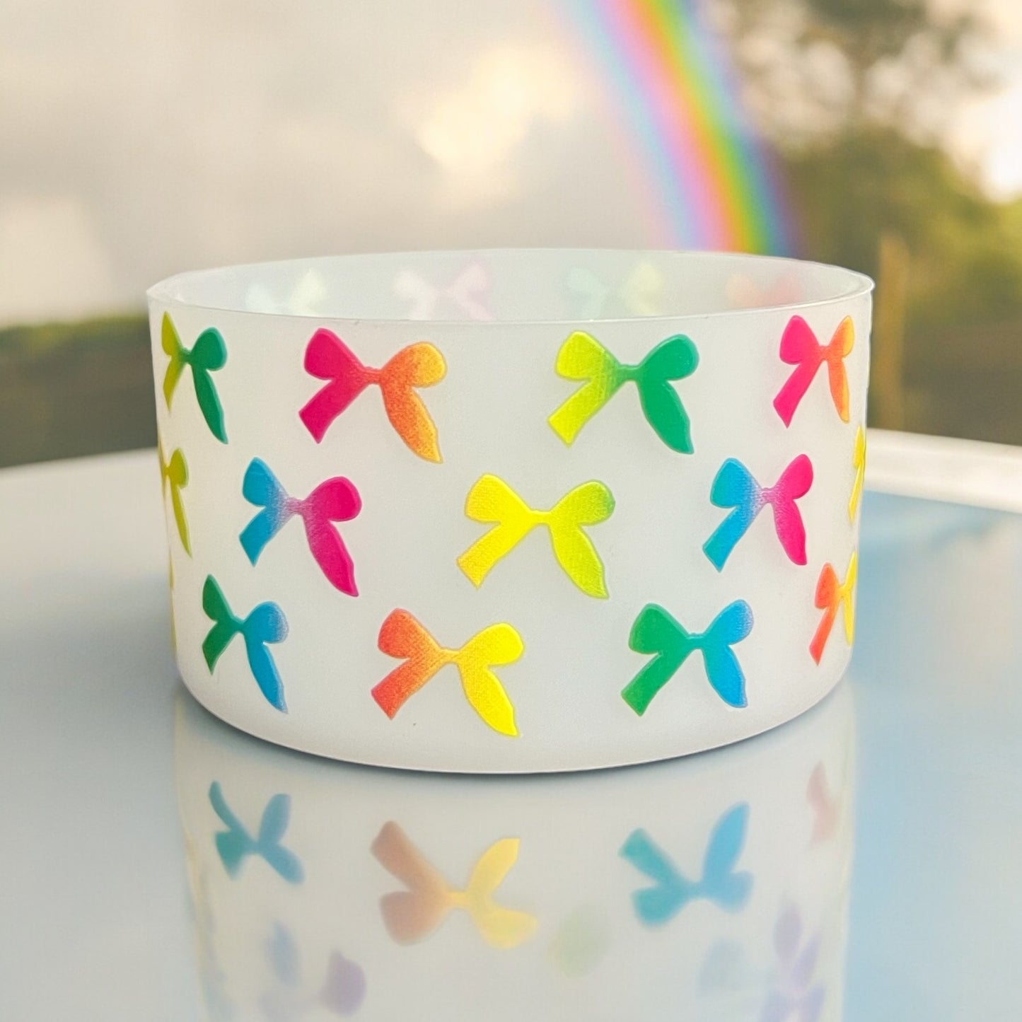 Transparent 3D Neon Bows Silicone Tumbler Boot