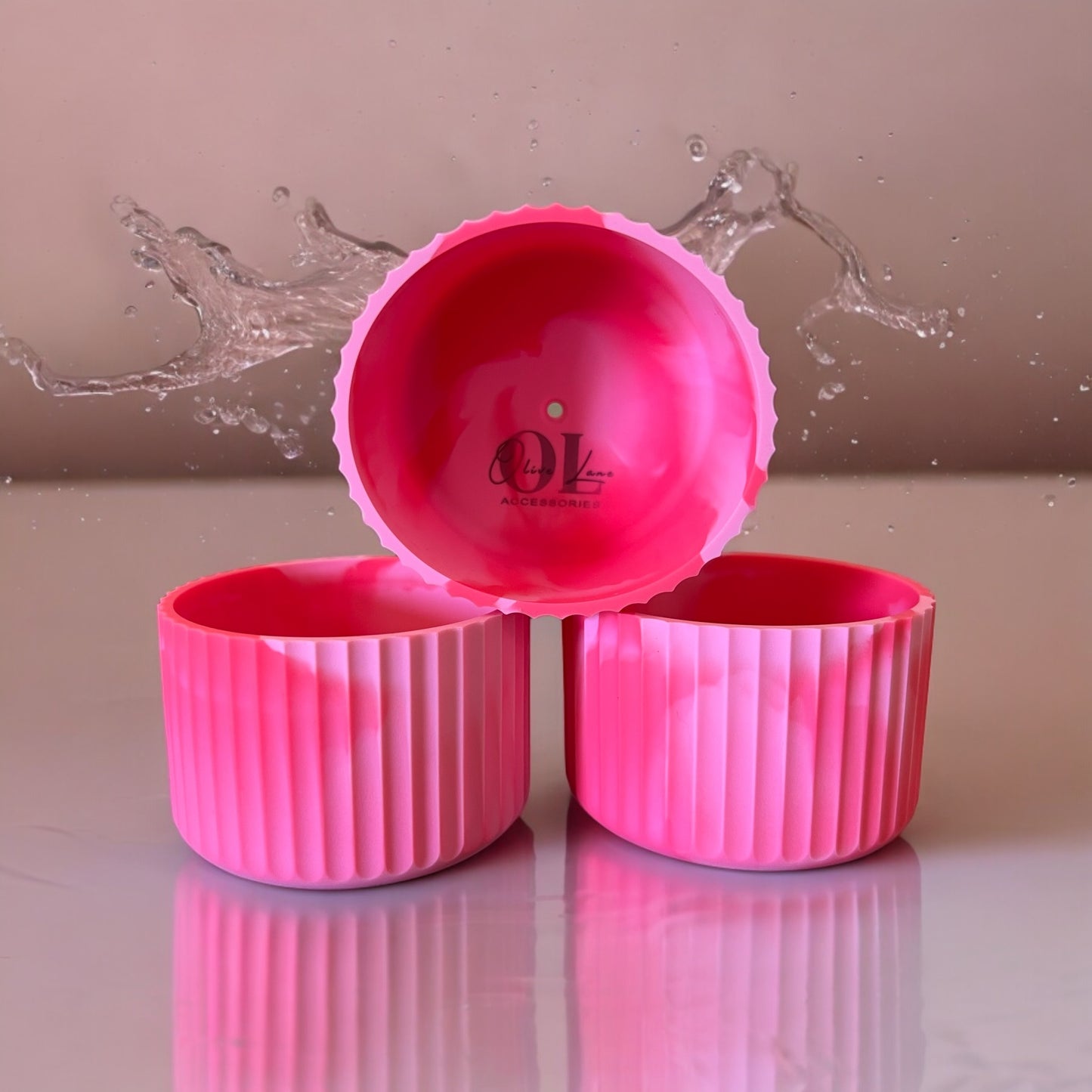 Pink Parade Swirl FLUTED Silicone Tumbler Boot