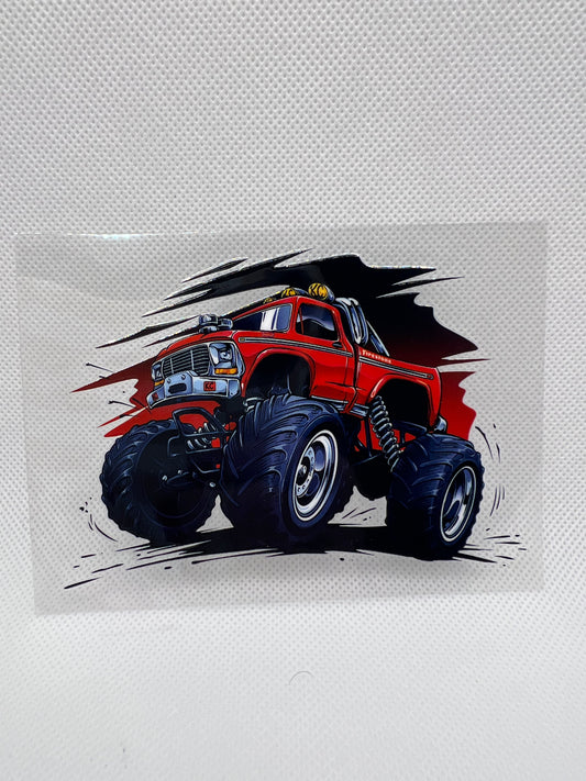 Monster Truck Red UV DTF Decal