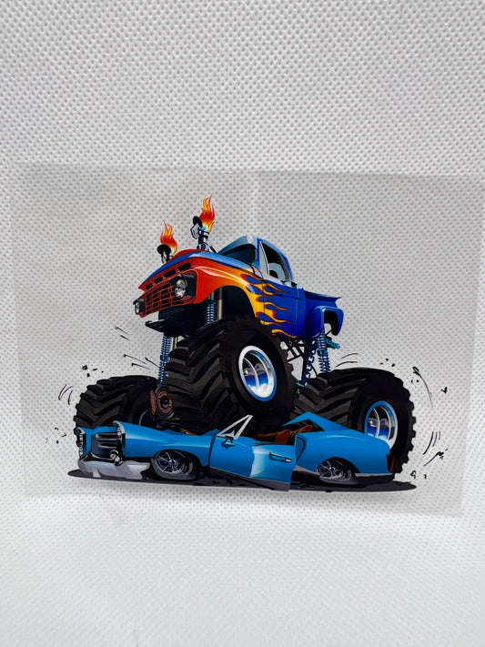 Monster Truck Blue UV DTF Decal