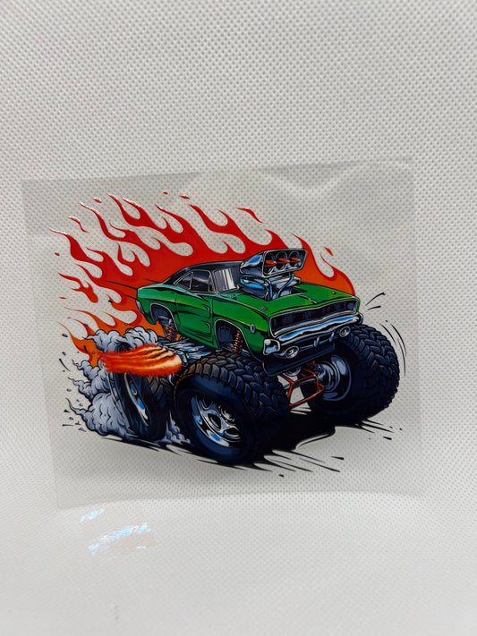 Monster Truck Green UV DTF Decal