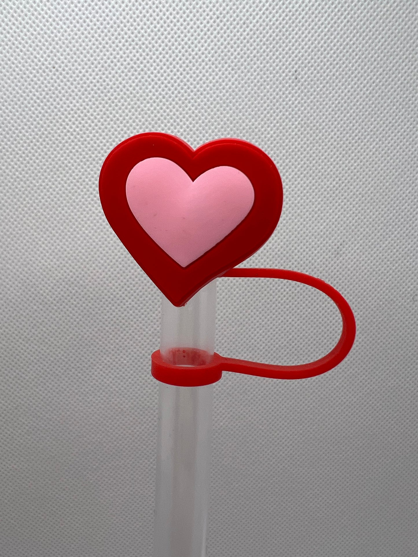 Valentines Red Pink Heart Silicone Straw Topper 10mm