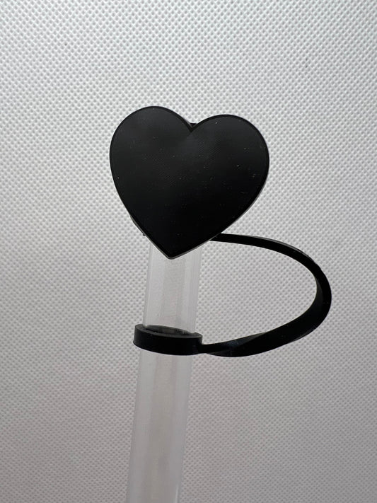 Black Heart Silicone Straw Topper 10mm