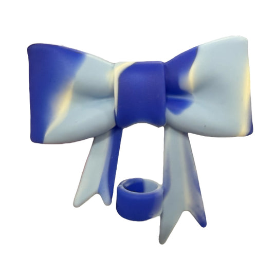 Cornflower Swirl Matte Large Bow - Silicone Straw Topper 10mm