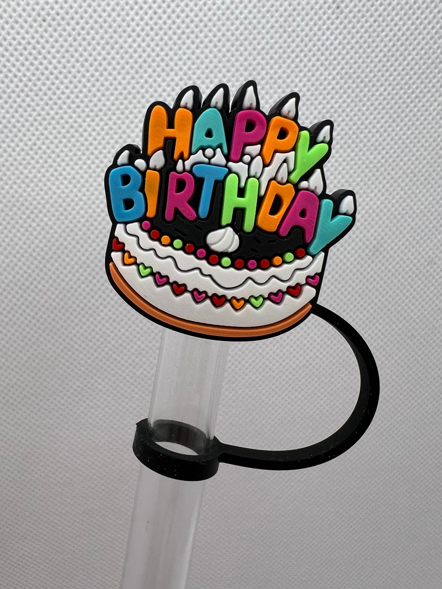 Happy Birthday Silicone Straw Topper 10mm