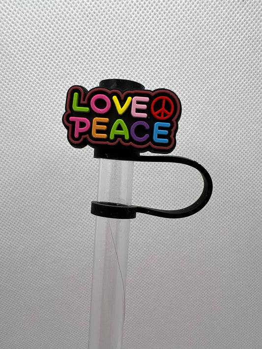 Love Peace Silicone Straw Topper 10mm