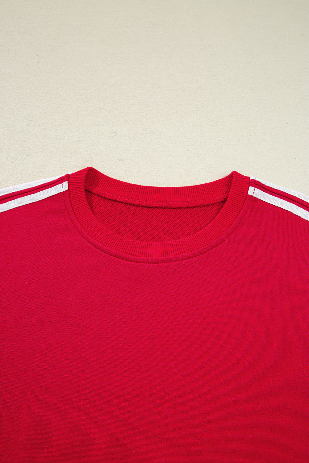 Fiery Red Varsity Striped Detail Cropped Pullover Wide Leg Pants 2pcs Outfit