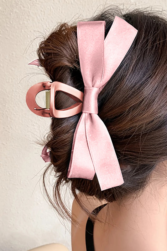 Pink Ribbon Bow Hair Claw Clip